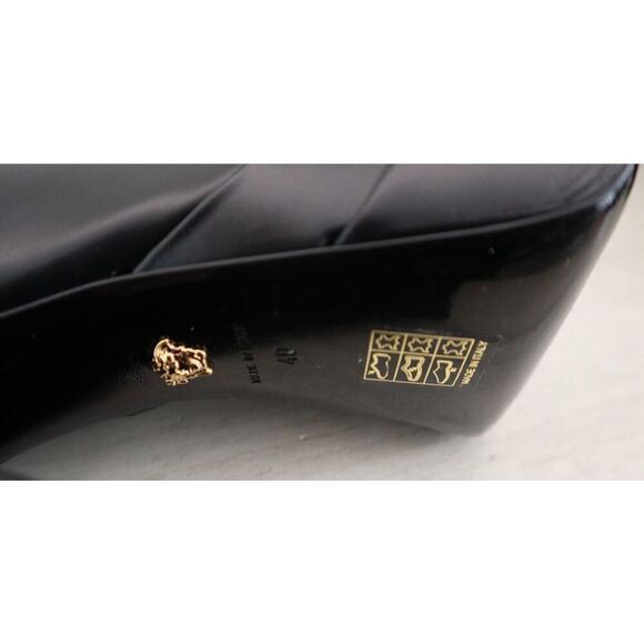 VERSACE WMN Sz 40 US 8.5 Black Mocassino Vitellino Leather High Heel Pumps - Picture 15 of 16